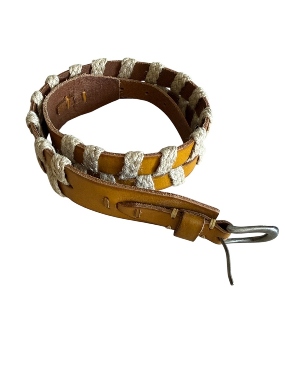 Linea Pelle leather/braided jute belt